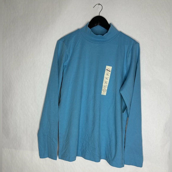 NWT St. John’s Bay Essential Mockneck Heritage Blue Size XL Normcore Classic - Picture 6 of 9